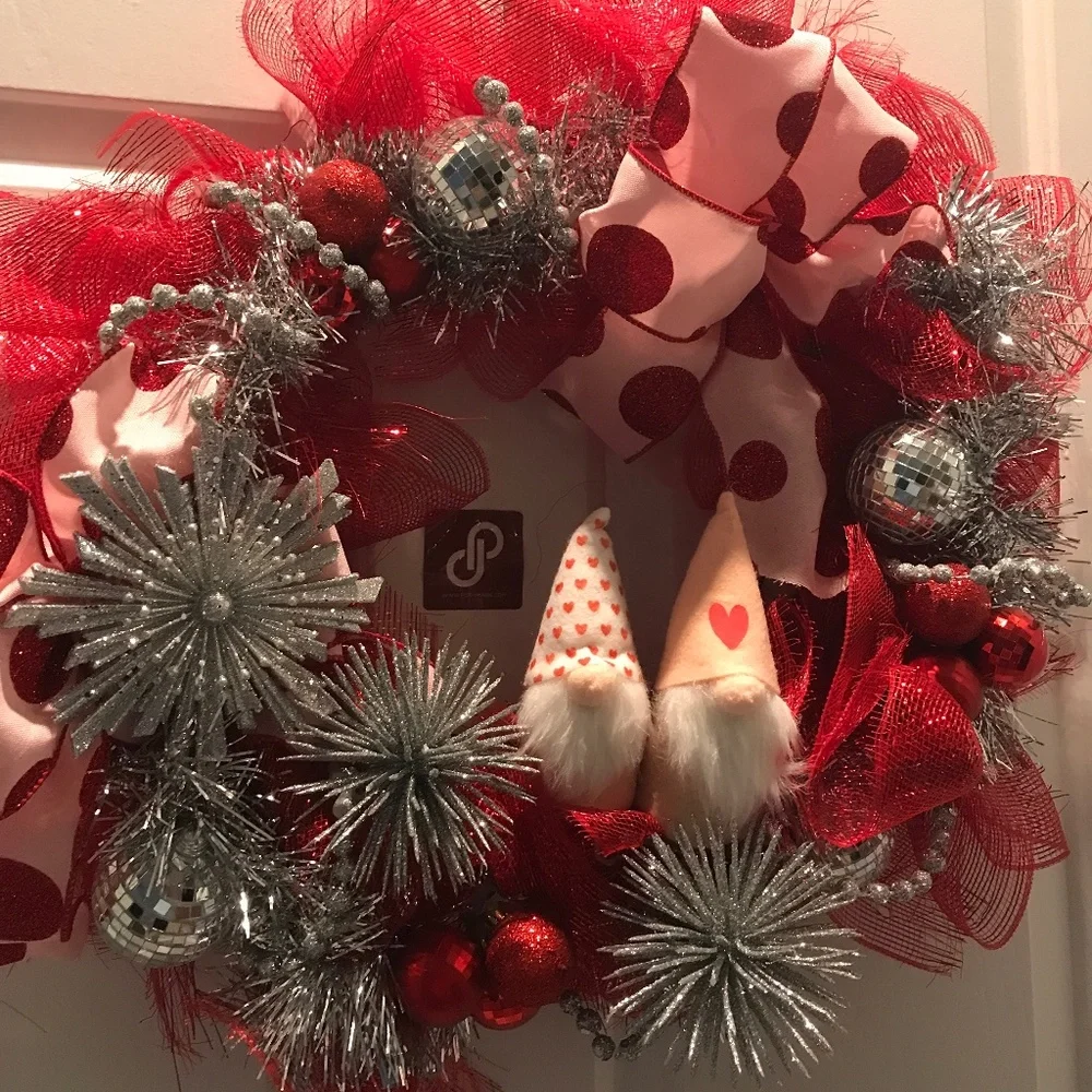 Gnomes Wreath Valentines Day LIGHTS UP JUST ADD SOME FAIRY LIGHTS 19x6x19 Inches